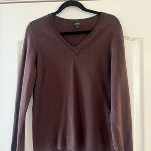 100% Cashmere Chocolate Brown V-Neck Sweater